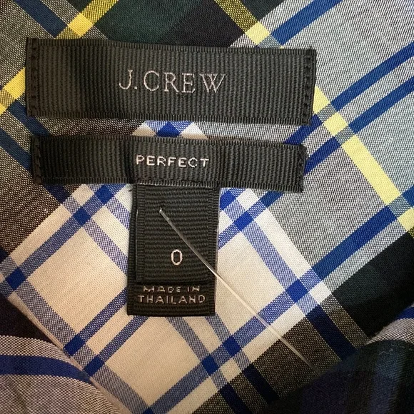J. Crew Blue Tartan button down. Size 0. - Picture 5 of 7